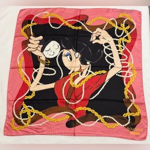 BOUTIQUE MOSCHINO OLIVE OYL Getting Ready for A Party Silk Scarf - NWT